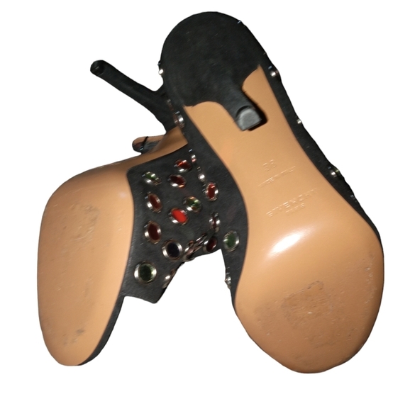 GIVENCHY Suede Rainbow Multicolored Polka Dot Print Mules Size 38 - Picture 4 of 4